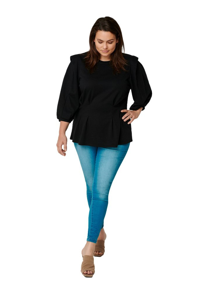 ZIZZI CZARNA ELEGANCKA BLUZKA BUFFKI 500A ZIZZI CZARNA ELEGANCKA BLUZKA BUFFKI 500A
