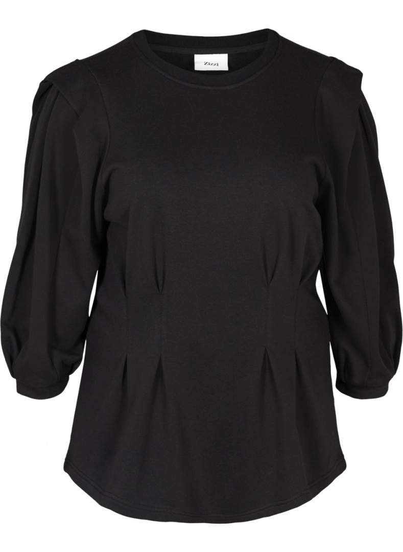 ZIZZI CZARNA ELEGANCKA BLUZKA BUFFKI 500A ZIZZI CZARNA ELEGANCKA BLUZKA BUFFKI 500A