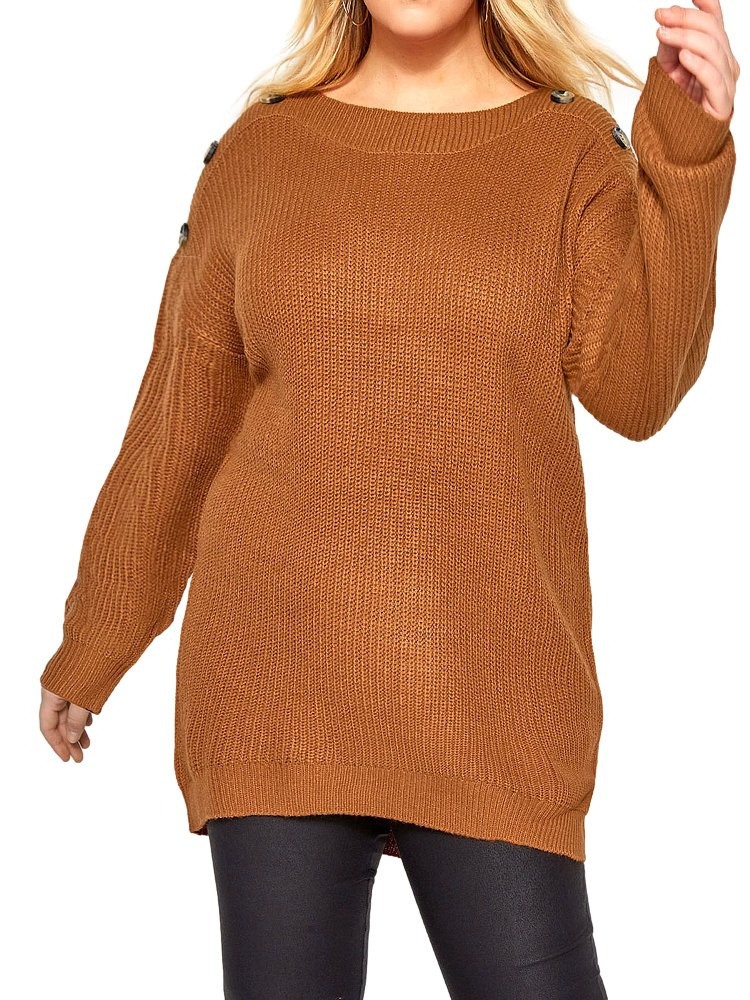 YOURS CIEPŁY SWETER Z GUZIKAMI BRĄZ YS08 YOURS CIEPŁY SWETER Z GUZIKAMI BRĄZ YS08