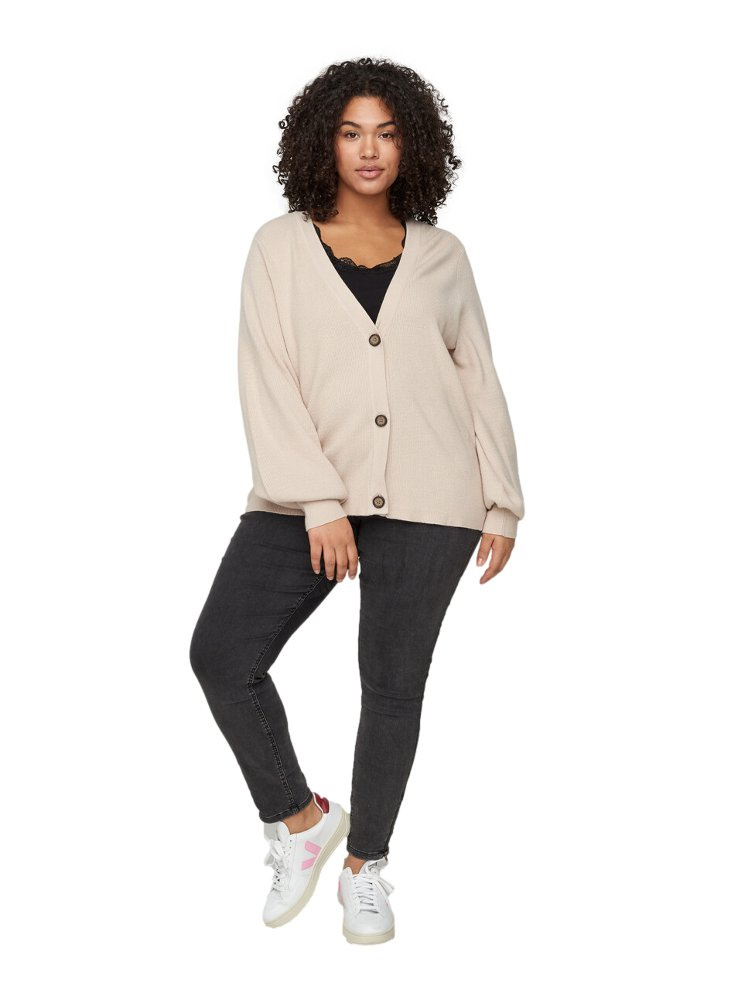 ZIZZI DZIANINOWY SWETER GUZIKI BEŻ 873F ZIZZI DZIANINOWY SWETER GUZIKI BEŻ 873F