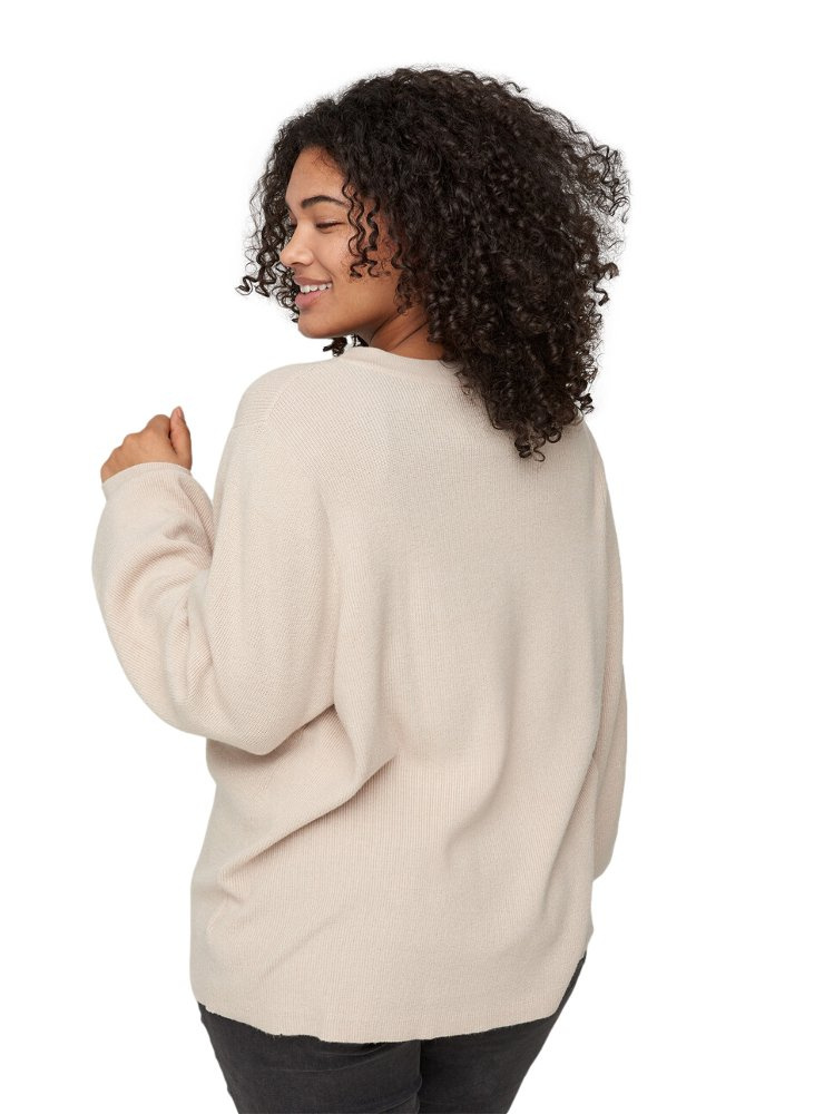 ZIZZI DZIANINOWY SWETER GUZIKI BEŻ 873F ZIZZI DZIANINOWY SWETER GUZIKI BEŻ 873F