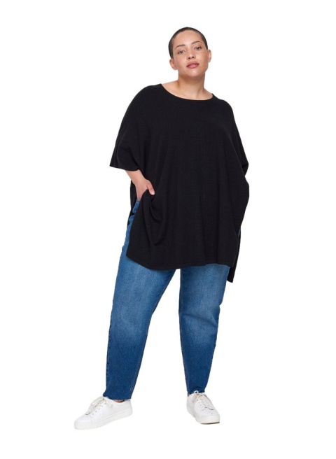 ZIZZI WYGODNE CZARNE PONCZO LUŹNE 873H