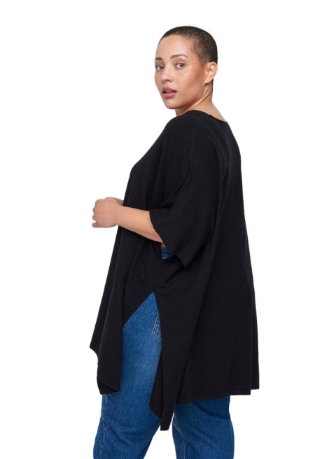 ZIZZI WYGODNE CZARNE PONCZO LUŹNE 873H