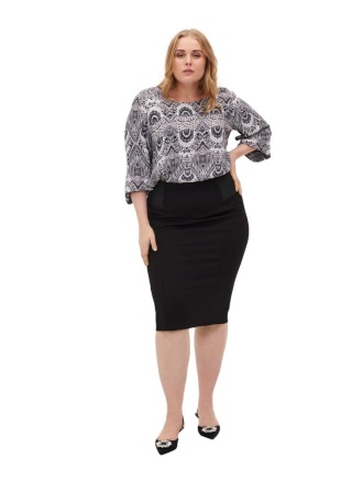 ZIZZI DZIANINOWA SPÓDNICA MIDI CZARNA 396H