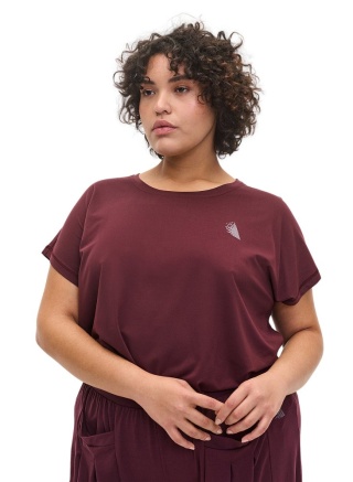 ZIZZI WYGODNY CIEMNO BORDOWY T-SHIRT 053A