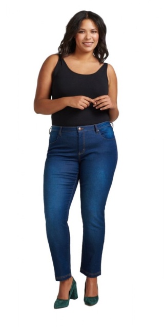 ZIZZI GRANATOWE PROSTE JEANSY N82 305B