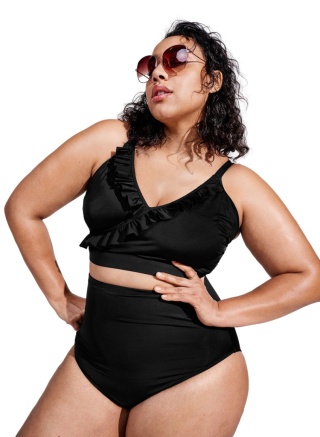ZIZZI CZARNE MAJTKI KĄPIELOWE BIKINI WYSOKI STAN 506E