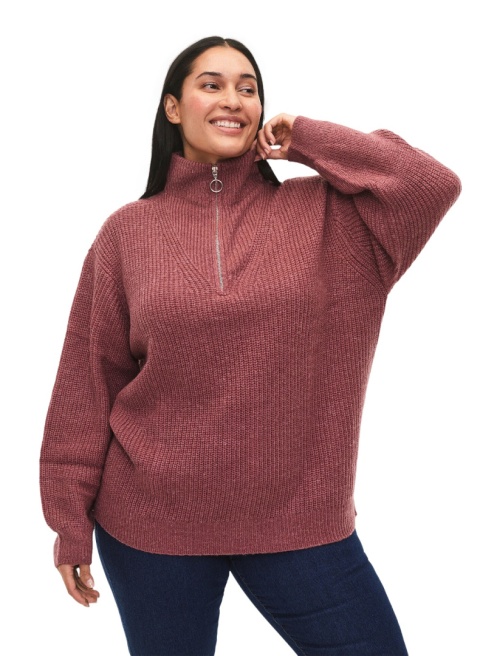 ZIZZI RÓŻOWY SWETER Z GOLFEM SUWAK 026A