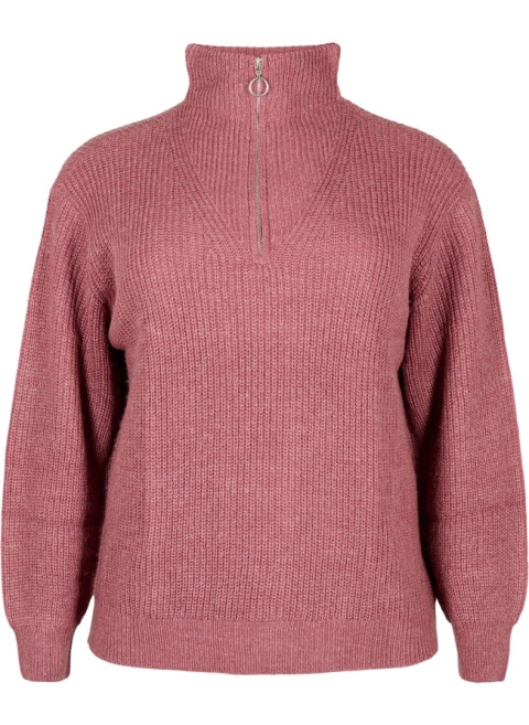 ZIZZI RÓŻOWY SWETER Z GOLFEM SUWAK 026A