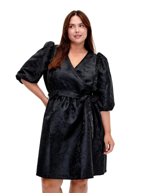 ZIZZI PIĘKNA CZARNA SUKIENKA ŻAKARDOWY WZÓR KWIATY 915A