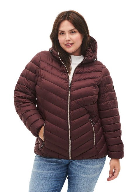 ZIZZI PIKOWANA KURTKA KAPTUR BORDO 734F