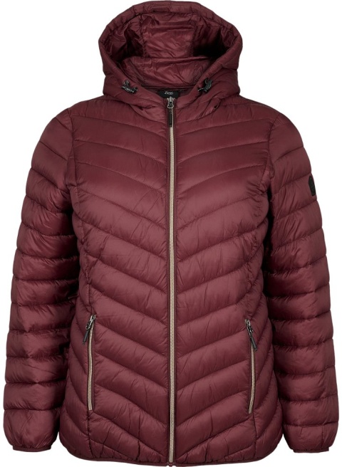 ZIZZI PIKOWANA KURTKA KAPTUR BORDO 734F