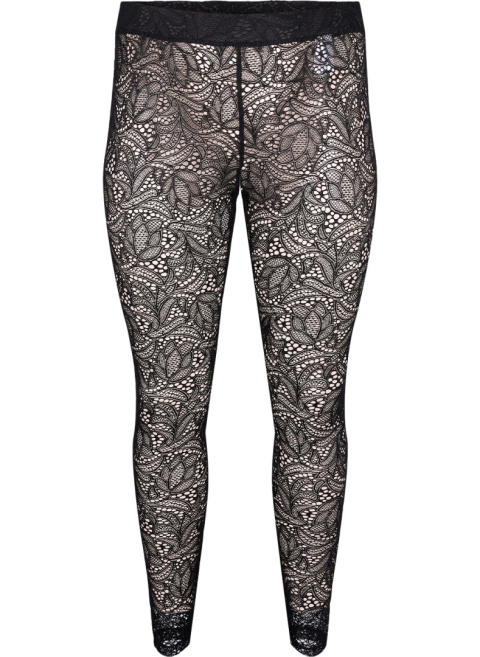 ZIZZI CZARNE LEGGINSY Z KORONKI 138B