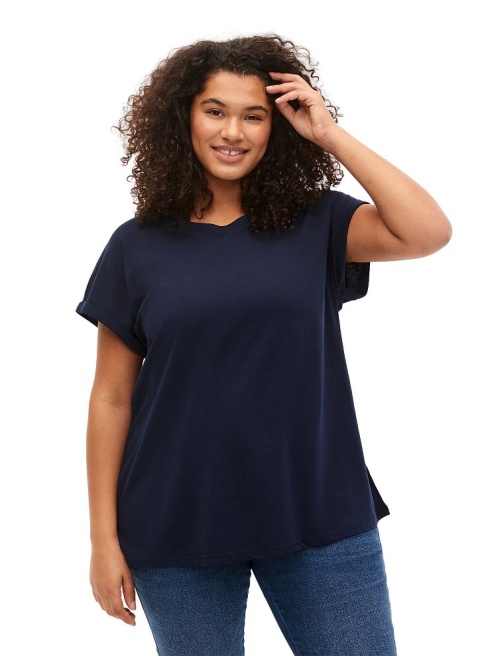 ZIZZI KLASYCZNY T-SHIRT GRANATOWY 148F ZIZZI KLASYCZNY T-SHIRT GRANATOWY 148F