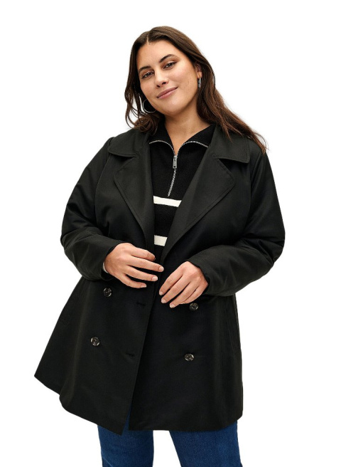 ZIZZI KRÓTKI CZARNY PŁASZCZ TRENCH KURTKA PLUS SIZE 322A