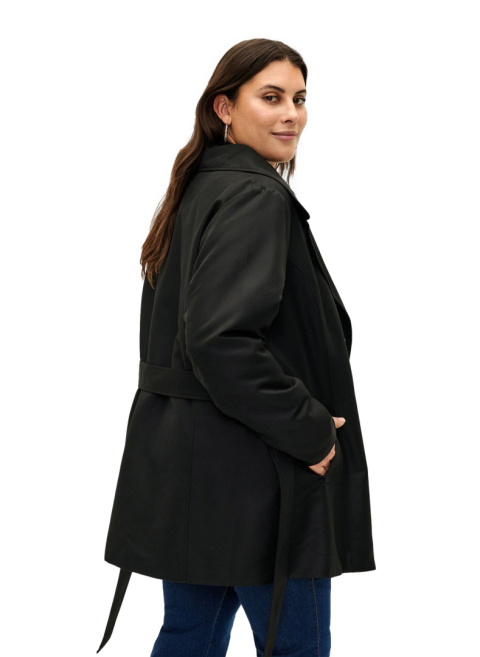 ZIZZI KRÓTKI CZARNY PŁASZCZ TRENCH KURTKA PLUS SIZE 322A