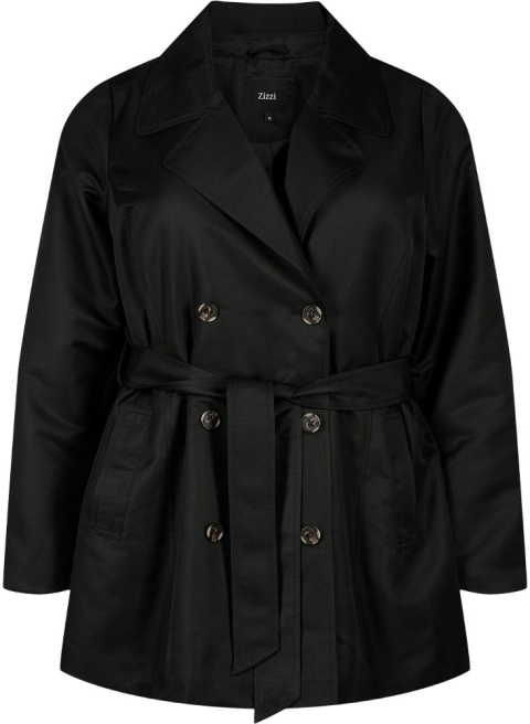 ZIZZI KRÓTKI CZARNY PŁASZCZ TRENCH KURTKA PLUS SIZE 322A