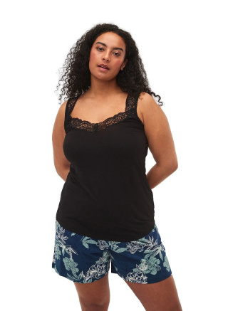 ZIZZI CZARNY TOP KORONKA WISKOZA 024C