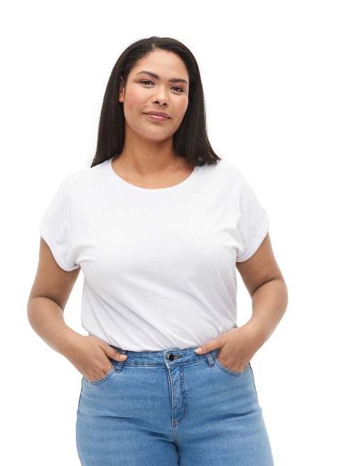 ZIZZI KLASYCZNY T-SHIRT BIAŁY 148F ZIZZI KLASYCZNY T-SHIRT BIAŁY 148F