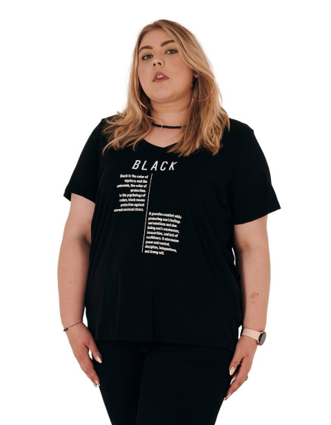 ZIZZI BLUZKA T-SHIRT BLACK BAWEŁNA PLUS SIZE 231C