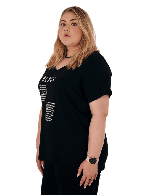 ZIZZI BLUZKA T-SHIRT BLACK BAWEŁNA PLUS SIZE 231C