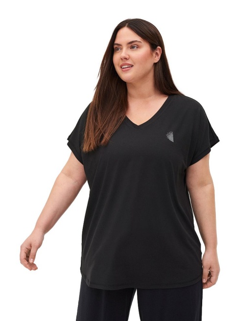 ZIZZI WYGODNY T-SHIRT SPORTOWY CZARNY 053G