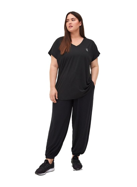 ZIZZI WYGODNY T-SHIRT SPORTOWY CZARNY 053G