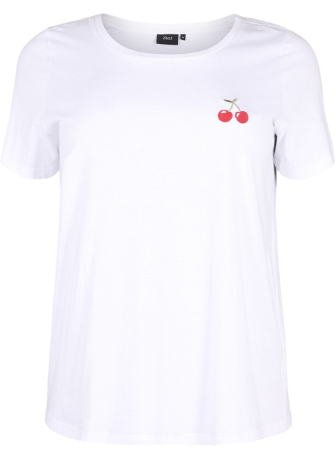 ZIZZI MODNY BIAŁY T-SHIRT NADRUK 253C