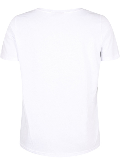 ZIZZI MODNY BIAŁY T-SHIRT NADRUK 253C