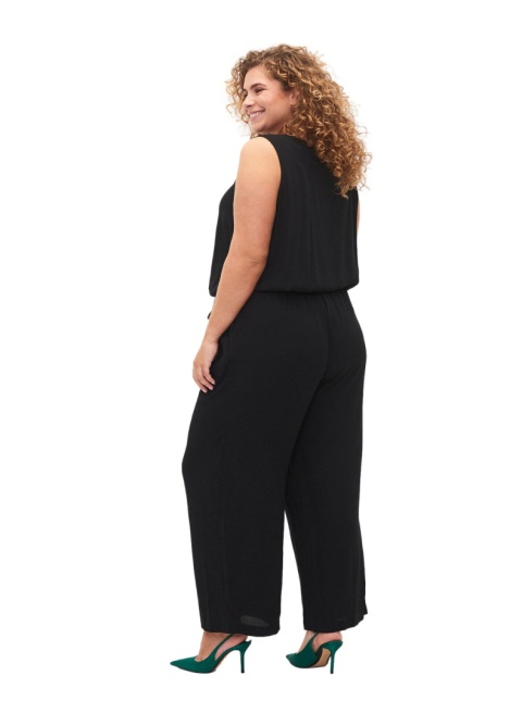 ZIZZI CZARNY KOMBINEZON WISKOZA WIĄZANIE 040N
