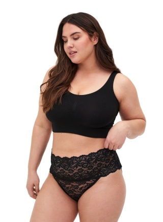 ZIZZI CZARNE KORONKOWE MAJTKI WYSOKI STAN 2PACK 012B