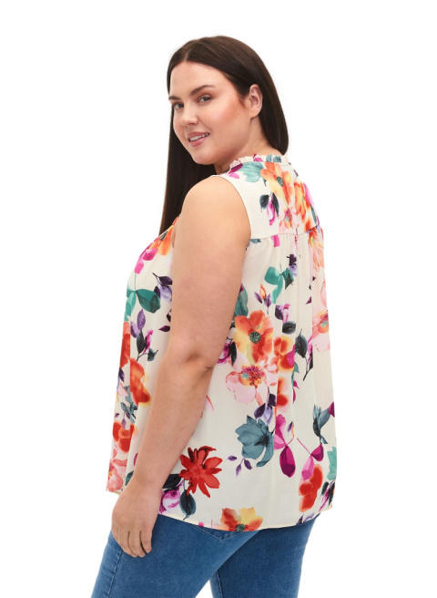 ZIZZI KREMOWY TOP KWIATY WIĄZANIE 824C ZIZZI KREMOWY TOP KWIATY WIĄZANIE 824C