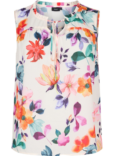 ZIZZI KREMOWY TOP KWIATY WIĄZANIE 824C ZIZZI KREMOWY TOP KWIATY WIĄZANIE 824C
