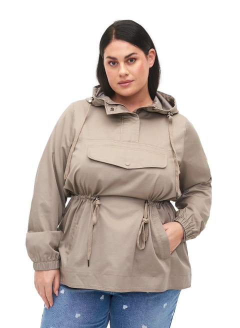 ZIZZI KURTKA ANORAK KAPTUR KIESZENIE SZARA 606F