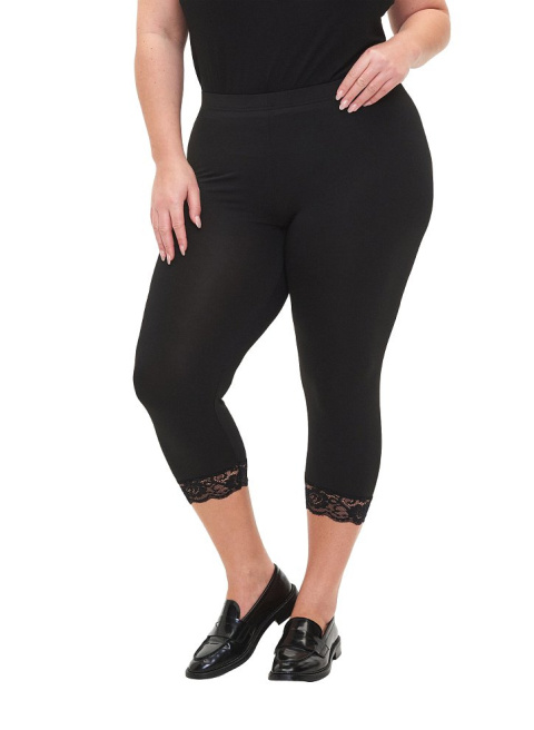 ZIZZI WYGODNE CZARNE LEGGINSY 3/4 KORONKA 981G